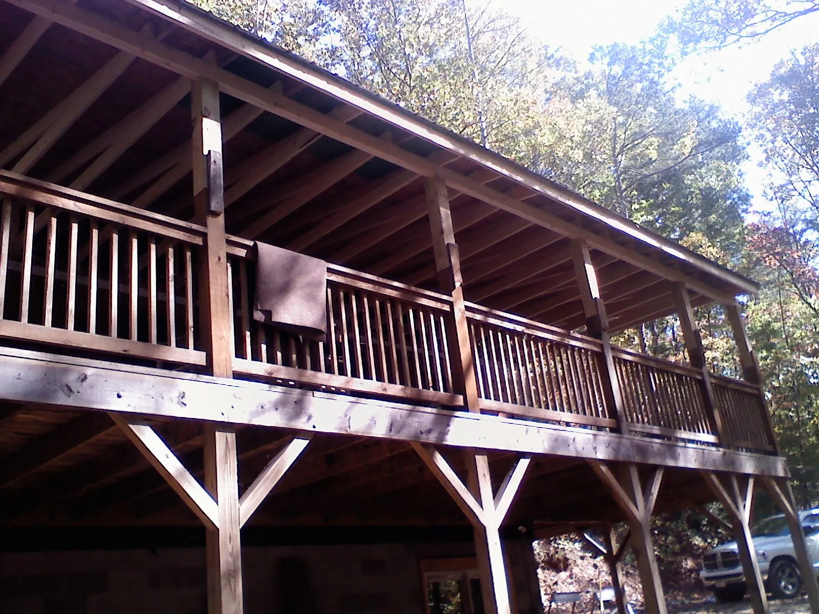 Timber framing under a new elevated porch and deck — Roof Leak Repair in Skokie by Roofing Brothers
